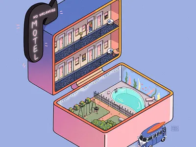 Motel Polly Pocket Art cartoon digital art digital artwork digital illustration illustration illustrator ipad art isometric isometric art procreate