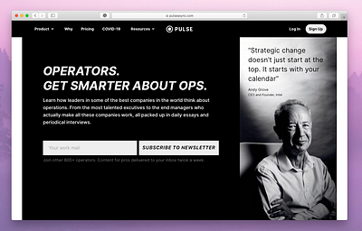 Operators ➔ Get Smarter about Ops branding getthepulse landing page product page pulse