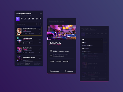 Event Finder App — Color app app design calendar clean clean ui discovery druk event events filter finder magenta music night popppins search typogaphy ui design ux web design