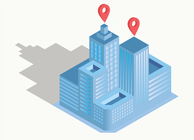 Isometric building illustration blue building colors design illustration isometric isometric design location map ui vector web