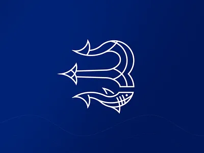 Ocean logo b blue discover golden ratio illustrator line lineart logo ocean poseidon protection r rejected religion sea shark trident