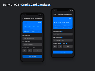 Daily UI 002 - Credit Card Checkout bank credit card credit card checkout dailyui dailyui002 mobile ui payment payment app sketch ui ui design ux ux design