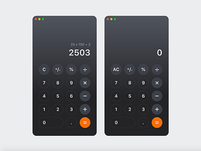 Calculator Mac OS App - Daily UI 004 app apple calculator daily ui daily ui 004 dailyui mac os mac os x ui ui design