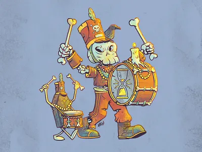 Skull Bois Band art character design coffin design drum drumline illustration louisiana madri gras marching band new orleans skeleton