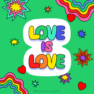 love is love. illustration lgbt pride pridemonth rainbow