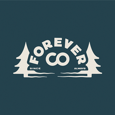 Forever Company Logo badge branding camping camping logo earth flatdesign for sale forests graphic design illustration logo one color outdoor logo outdoors savetheplanet screenprint tree logo trees water water logo