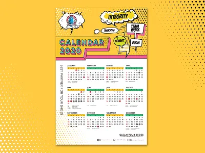 2020 Calendar for Clean Your Shoes 2020 2020calendar bussines calendar calendar bussiness design layout popart template