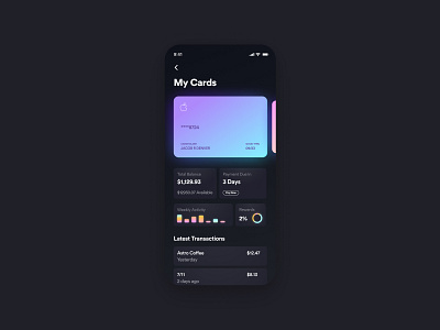 Banking App 2.0 app design banking banking dashboard branding credit cards dark mode dashboad design financial ios ixd mobile mobile app mobile design mobile ui product design ui ux visual visual design