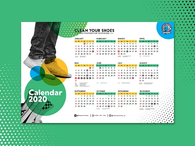 2020 Calendar Design for Clean Your Shoes 2020 2020calendar calendar calndar design sneakers template