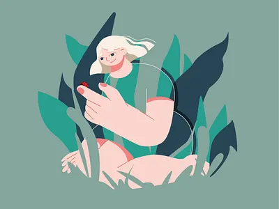 Explore Nature 2d adobe illustrator character design flat green illustration minimalist vector woman