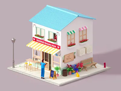 love cheater boy c4d cat chair character cinema 4d design flowers girl house illustration man potted plant store table vector windows woman