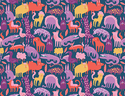 Zoo keeper - Animal pattern design adobe draw animal pattern design illustration pattern design surface pattern design vector illustration