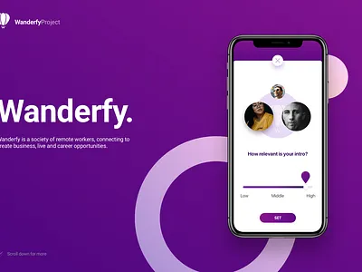 Professional connections Mobile App: Wanderfy app application business connection contacts interface ios iphone mobile ui ui design ux uxui