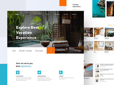 Oyster Website Redesign bali blue clean design dailyui design hotel booking orange ui vacations