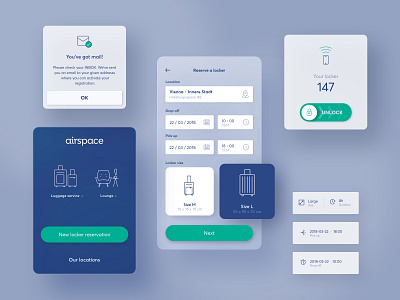 App interface for a self-service luggage storage app app branding mobile mobile app design mobile ui travel app ui ux