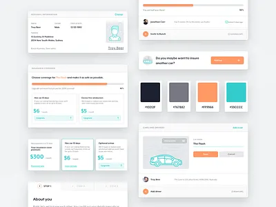 bunch / Design System branding colors branding identity car insurance color palette colors components design guidelines design system guidebook guides orange responsive styleguide teal ui design