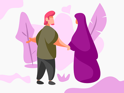 Islamic Couple Flat Illustration animation couple couple illustration design flat flat design flat illustration illustration islamic art islamic couple islamic design muslim