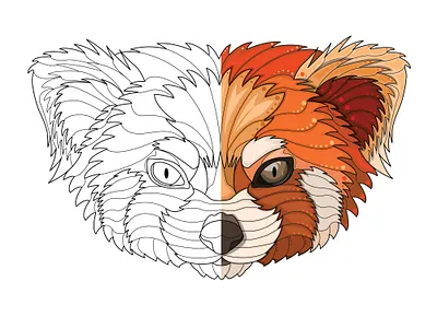 Process cartoon design illustration red red panda vector