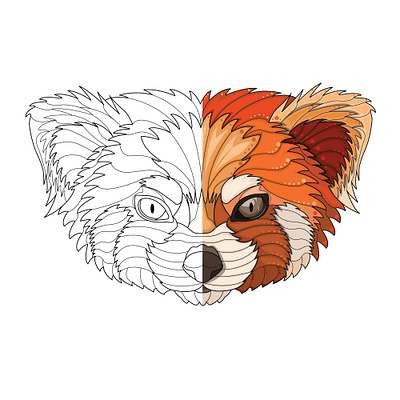 Process cartoon design illustration red red panda vector