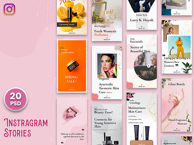 Beauty Cosmetic Instagram Stories-V01 banner beauty cosmetics fashion feeds instagram instastories mockup poster products socialmedia stories