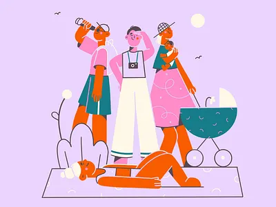 holidays baby beach character character design cute illustration fun holidays illustration illustration 2d minimal minimal art mother people traveler trip vector vector art