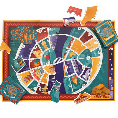 Árral Szemben boardgame board boardgame game illustration map product design