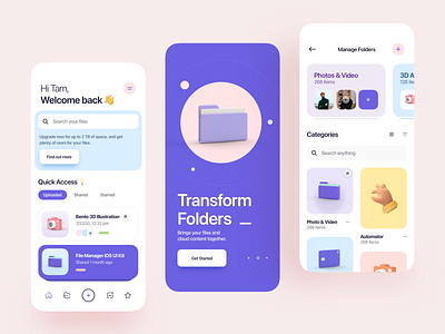 Atlas - File Manager iOS UI Kit 3d 3d design 3d icon 3d illustration app application card clean figma file management icon ios minimal mobile app sketch ui ui design ui kit ux ux design