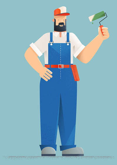 House painter blue design grain illustration man noise texture vector worker