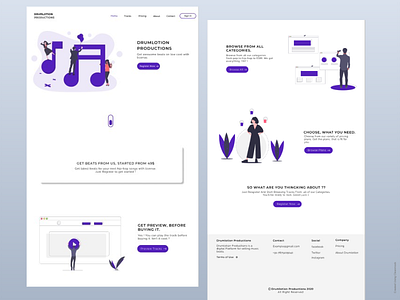 Drumlotion Productions design illustration landingpage ui