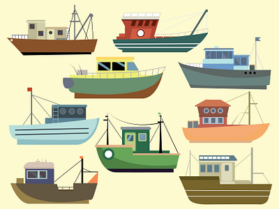 WATER TRANSPORTATION SET adobeillustator animation art boat branding colorful design flat icon illustration illustrator ocean pastel sea ship transportation vector water webillustration