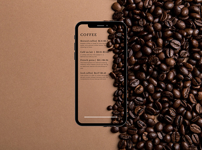 Coffee shop menu app branding design icon illustration illustrator minimal typography ui ux