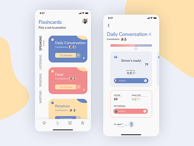 Language Learning App UI Design course design flashcard flashcards immigration ios language language learning mobiledesign scorecard uidesign userexperience uxdesign