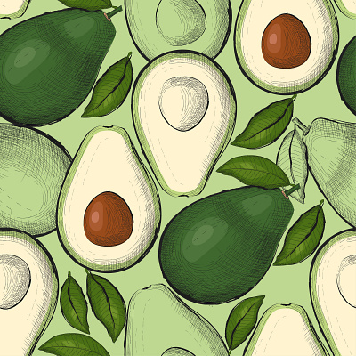 avocado seamless pattern in sketch style avocado avocado pattern backdrop background delicious design drawing element engraving hand drawn illustration juicy organic pattern raw recreation seamless summer vector vegetarian