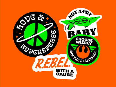 Star Wars Badges ai baby yoda badges design illustration rebels space star wars vector