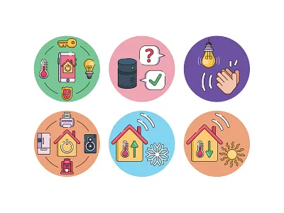 smart home Iot smart devices alexa icons internet of things smart light smart watch thermometer thermostat vectors