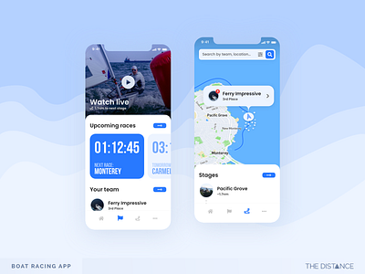 Boat Racing - Monterey adobexd app blue boat design distance mobile monterey race sea td thedistance ui ux