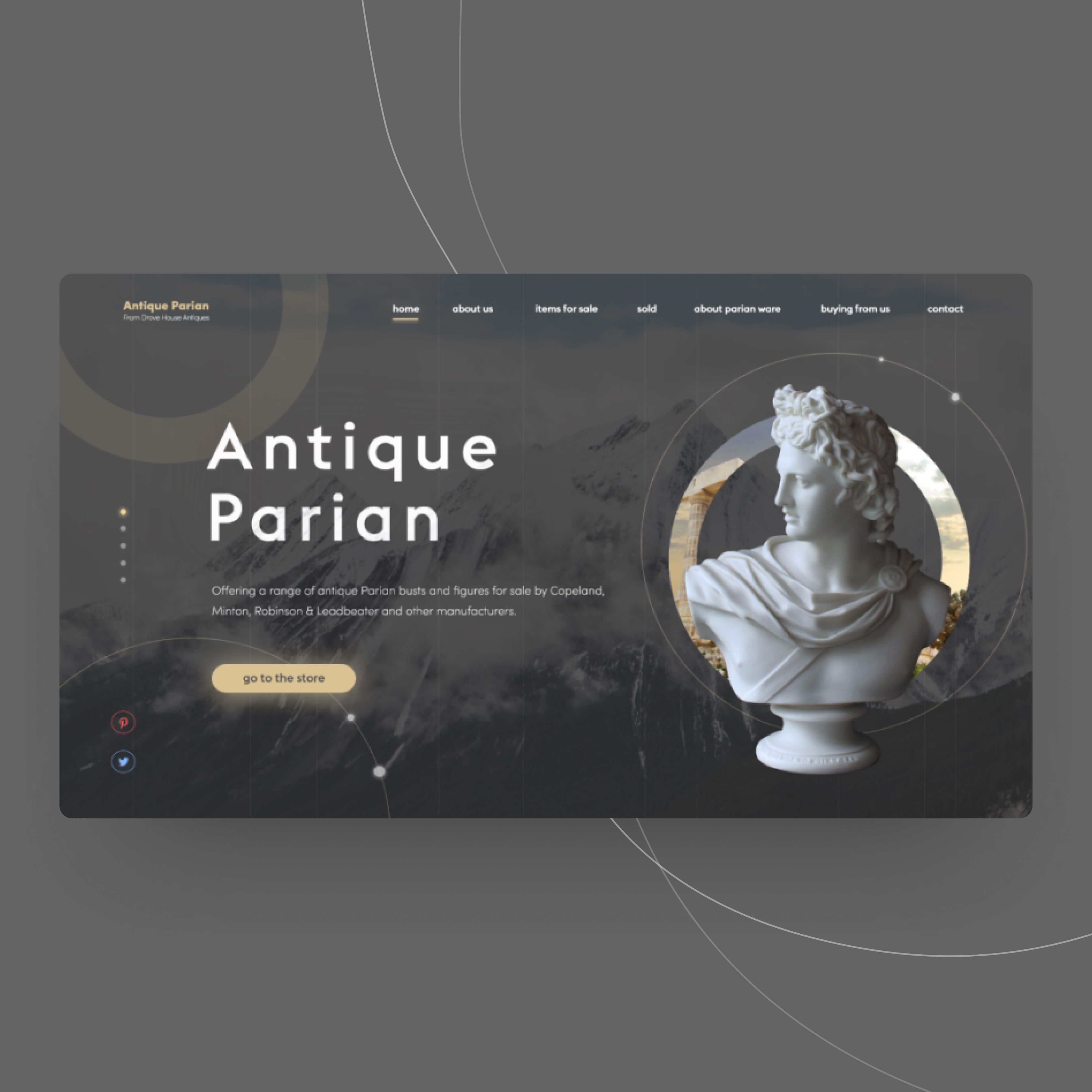Example of Design for website antique parian wares.