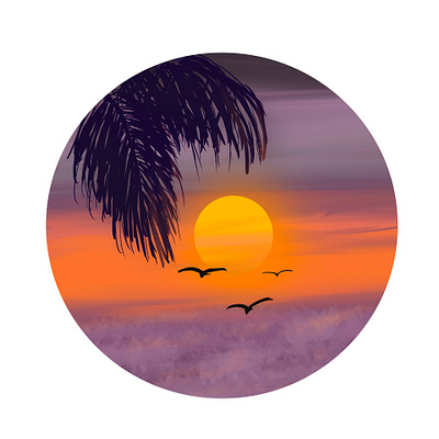 SUNSET birds design illustraion landscape nature sunset