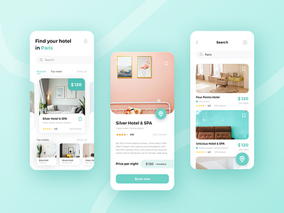 Hotel bloking app app app hotel design mint ui ux