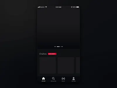 Skeleton & Animation - TF1 App app app design carrousel cover dark app dark ui design design system form interaction keyboard mobile motion page transition product design signup slider transition video video player
