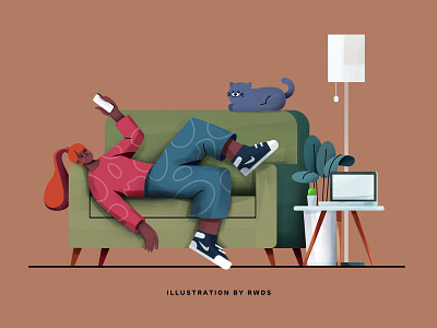 Sofa homework illustration phone portrait sleep sofa team work workhome