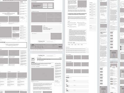 Wireframes Art Newspaper Website adobe xd grayscale ui ux webdesign wireframe design wireframes