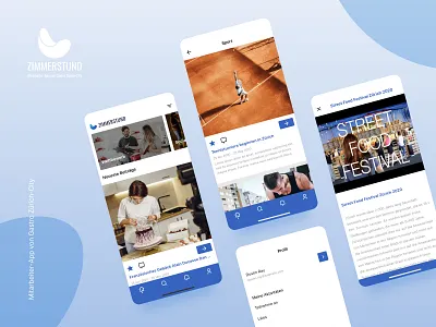 Zimmerstund App activity app cocktail design drink event events food gastro gastronomy news sport ui ui design user experience user interface ux ux design zurich