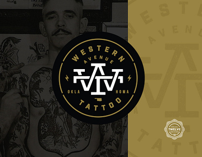 Western Ave. Tattoo (1/3) badge branding crest design identity lockup logo monogram thicklines type