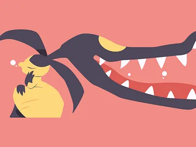 Mawile animal art black clean design flat illustration illustrator minimal pokemon red vector yellow