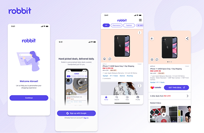 Robbit App product cards product page ui ux