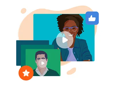 Video Interviews hand drawn hr illustration interview play rate remote work remotework video