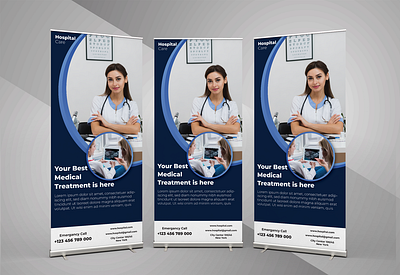 Hospital Roll-Up Banner banner ad banner design branding brochure design design designer flat graphic design hospital design logo roll up banner design trending trendy typography ui