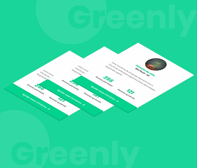 Greenly - Cards das iniciativas cards design figma light colors minimal minimalism nature ui web webdesign