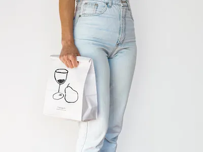 Counterpart take away bag argentina asis branding brunch cafe coffee shop design echo park food hand drawn identity illustration los angeles paper bag pear print restaurant take away vegan wine